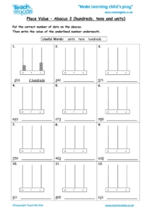 Worksheets for kids - place-value-abacus-2-hundreds-tens-and-units