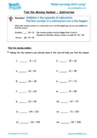 Worksheets for kids - find-the-missing-number-subtraction