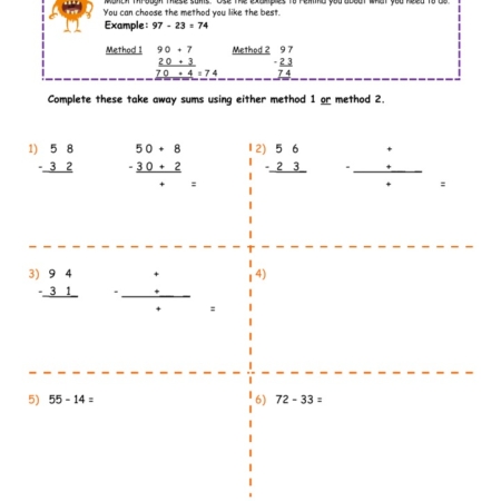 Subtraction - Column Method (Follow the Slime) - TMK Education