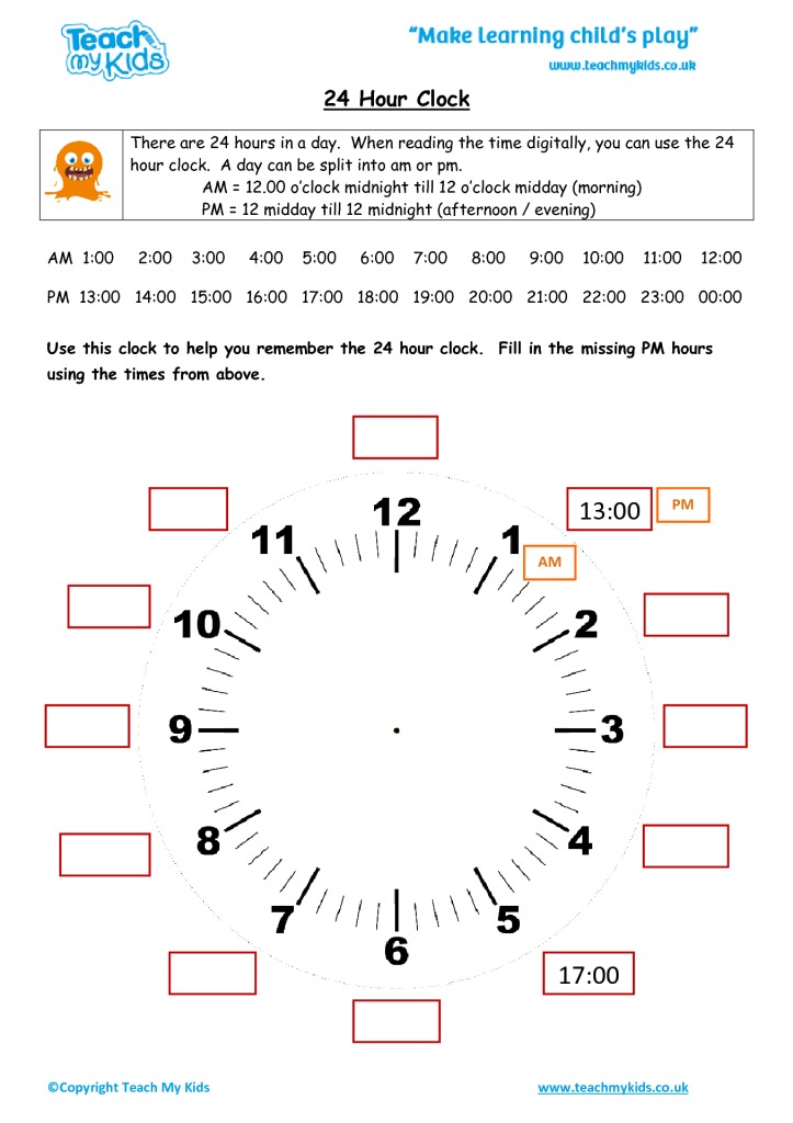 24 Hour Clock Tmk Education