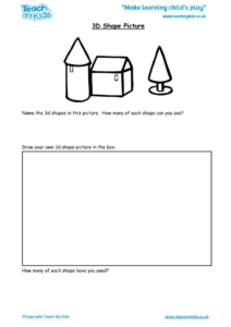 Worksheets for kids - 3d-shape-picture