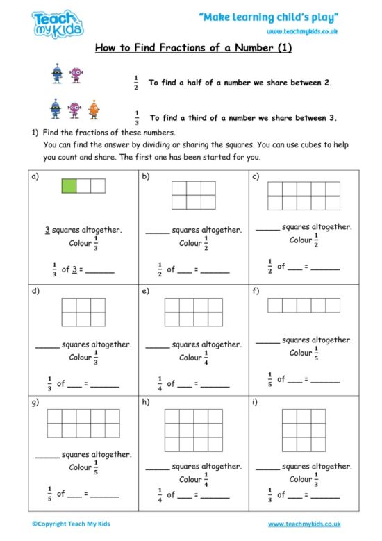 Worksheets for kids - how_to_find_fractions_of_a_number