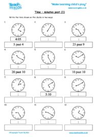 Worksheets for kids - time-minutes-past-1
