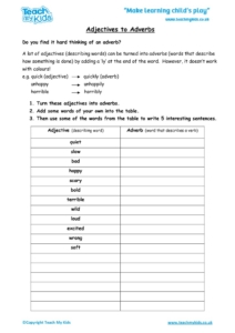 Worksheets for kids - adjectives-to-adverbs