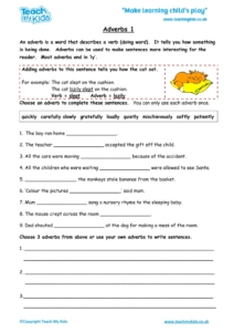 Worksheets for kids - adverbs