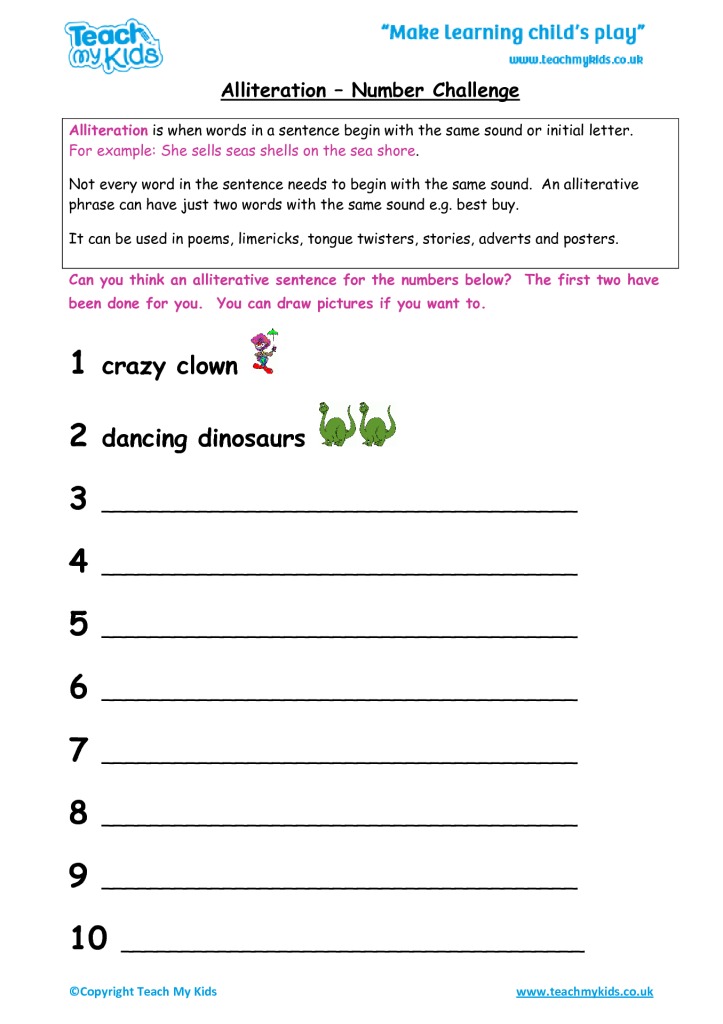 Alliteration Number Challenge TMK Education