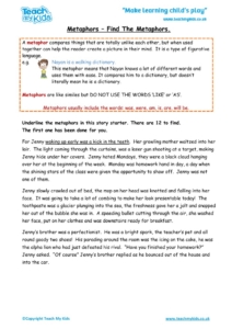Worksheets for kids - metaphors-find-the-metaphors