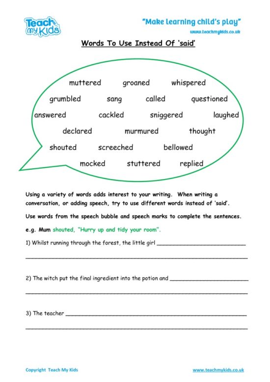 Worksheets for kids - said-words
