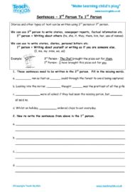 Worksheets for kids - sentences-3rd-to-1st-person