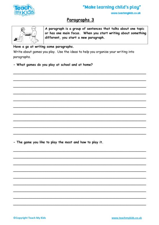 Printable Worksheets For Writing Paragraphs - Free Printable Worksheet