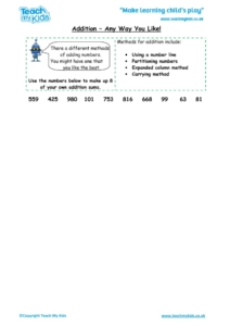 Worksheets for kids - addition-any-way-you-like