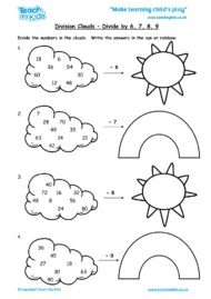 Worksheets for kids - division-clouds-divide-by-6789
