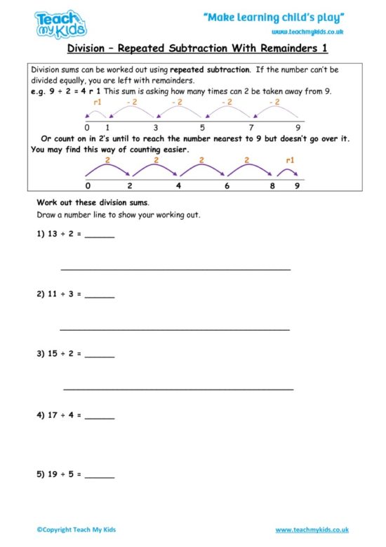 Worksheets for kids - division-repeated-subtraction-with-remainders