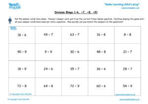 Worksheets for kids - times-tables-bingo-division-6-7-89