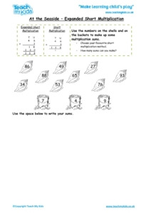 Worksheets for kids - at_the_seaside_-_expanded_short_multiplication_1