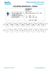 Worksheets for kids - grid-method-multiplication-ribbons