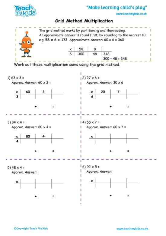 Worksheets for kids - grid_method_multiplication_2