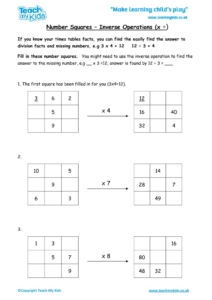 Worksheets for kids - number-squares-inverse-operations-times-divide