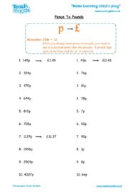 Worksheets for kids - pence-to-pounds