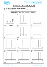 Worksheets for kids - place-value-abacus-thhtu