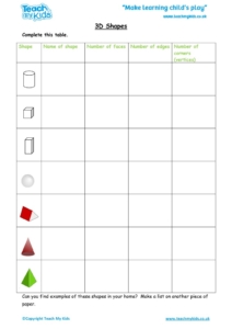 Worksheets for kids - 3d-shapes