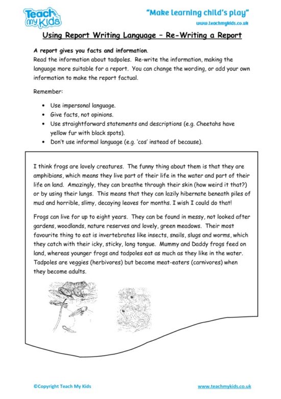 Worksheets for kids - Using-report-writing-language-re-writing-a-report