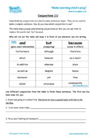 Worksheets for kids - conjunctions 1