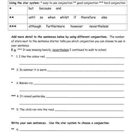 Subordinating Conjunctions Worksheet - TMK Education