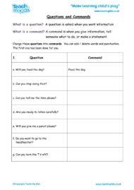 Worksheets for kids - questions-and-commands
