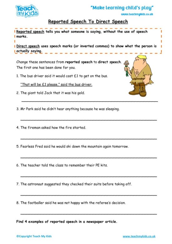 reported speech worksheets for grade 7 pdf