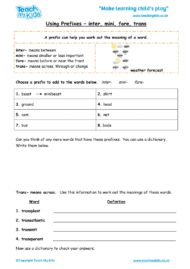 Using Prefixes – inter, mini, fore, trans - TMK Education