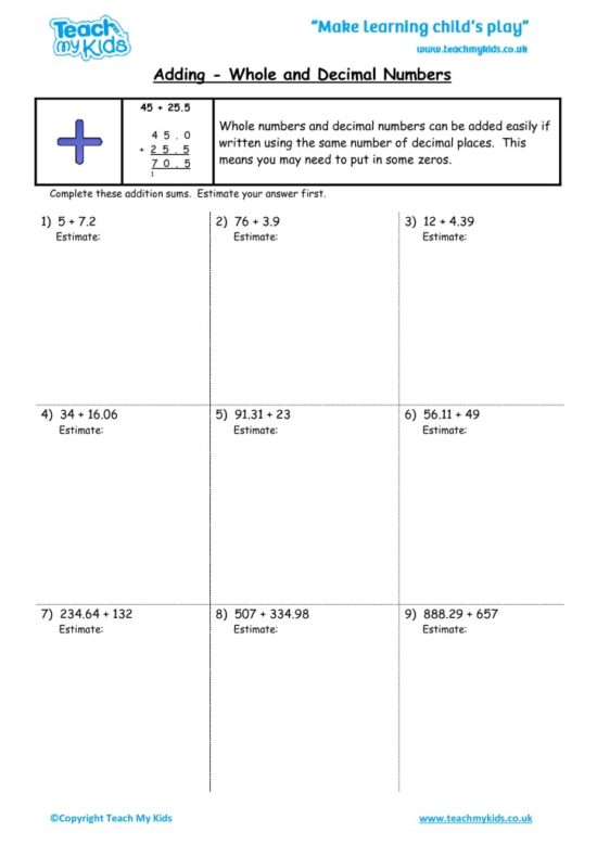 Worksheets for kids - whole-and-decimal-numbers-adding