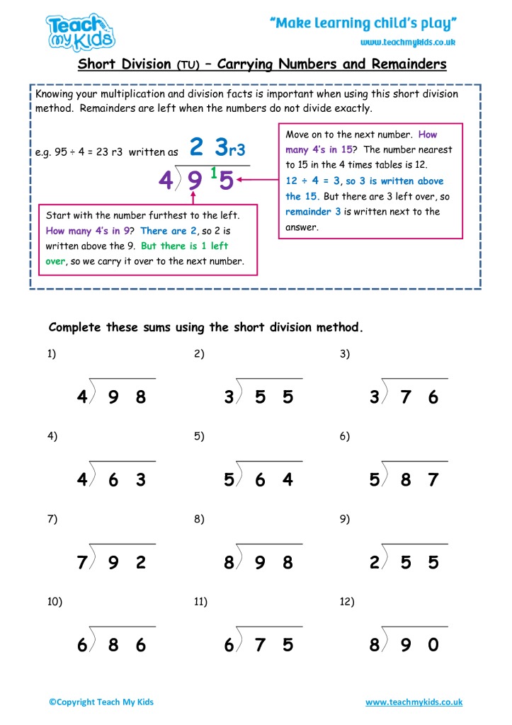 division with fraction remainders worksheets beginner worksheet