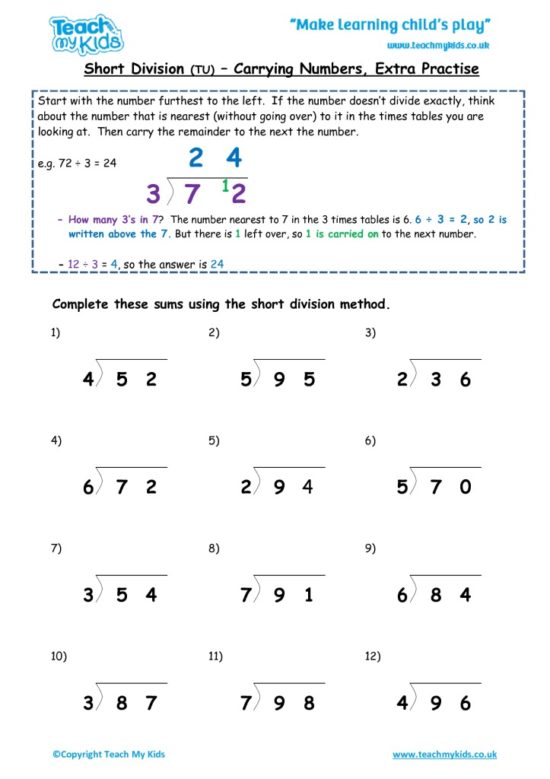 Worksheets for kids - short-division-tu-carrying-no-extra