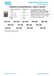 Worksheets for kids - expanded long multiplication, check it yourself