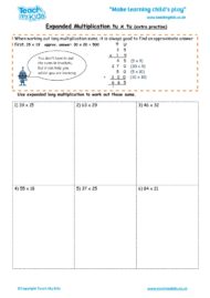 Worksheets for kids - expanded long multiplication – tu x tu extra