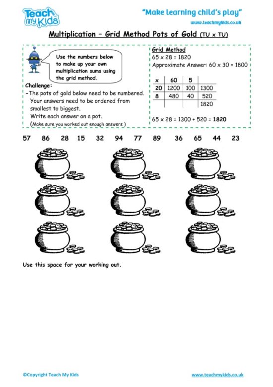 Worksheets for kids - multiplication-grid-method-pots-of-gold