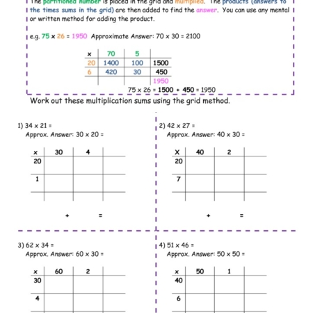 multiplication grid method pots of gold tu x tu tmk education