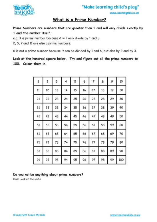 Worksheets for kids - what-is-a-prime-number