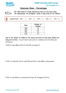 Worksheets for kids - classroom-chaos-percentages