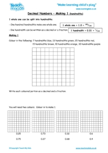Worksheets for kids - decimal-numbers-making-1-hundredths