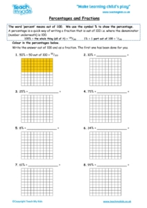 Worksheets for kids - percentages-and-fractions
