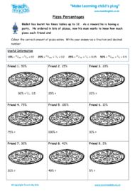 Worksheets for kids - pizza-percentages