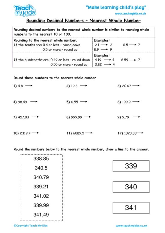 Worksheets for kids - rounding-decimal-numbers-nearest-whole-number