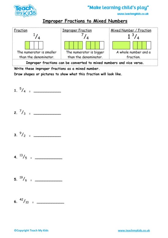 Worksheets for kids - improper-fractions-and-mixed-numbers