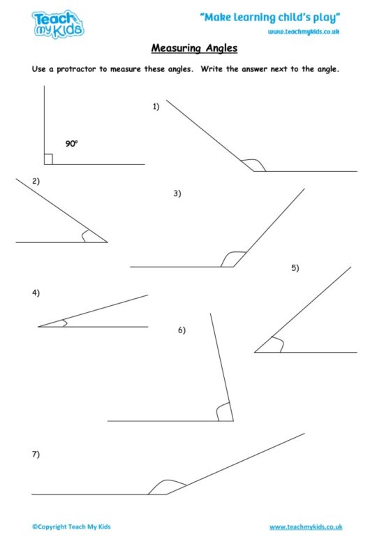 Angle Measuring Worksheet