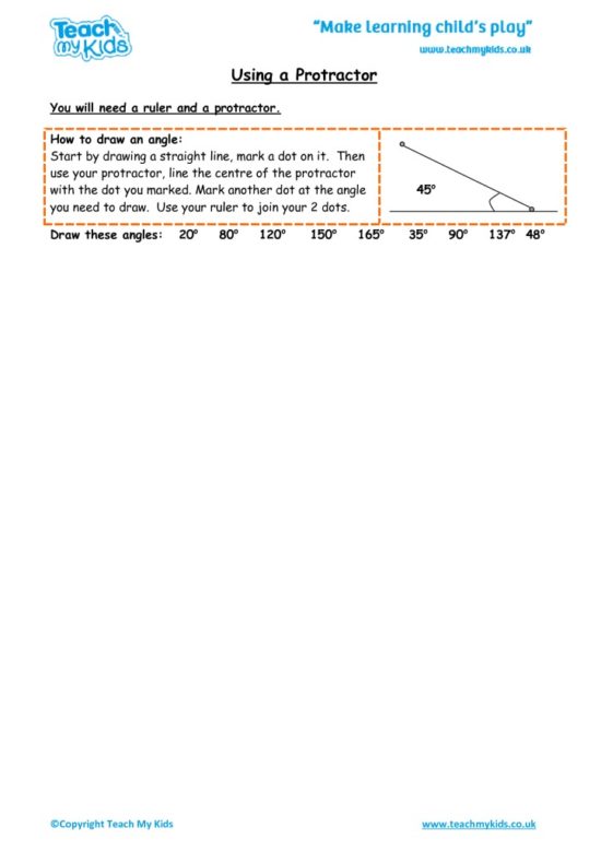 Worksheets for kids - using-a-protractor
