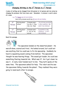 Worksheets for kids - changing-writing-from-3rd-person-to-1st-person