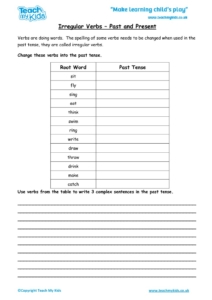 Worksheets for kids - irregular verbs – past and present
