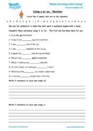 Worksheets for kids - using a or an- revision